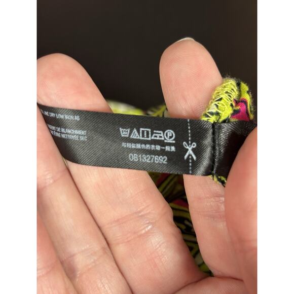 By Anthropologie Maxi Dress Citron Green Pink Floral Paisley Print Large - Picture 7 of 10